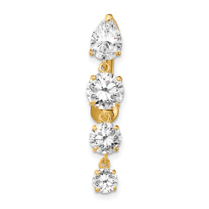 10k Yellow Gold Tops Down W/4 Dangle Czs Belly
