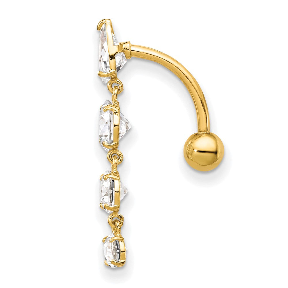 10k Yellow Gold Tops Down W/4 Dangle Czs Belly