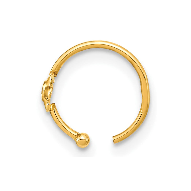 10K Yellow Gold 10K 18 Gauge Hoop With Cz Nose Ring Body Jewelry