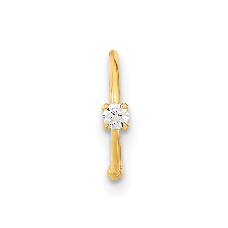 10K Yellow Gold 10K 20 Gauge Cz Hoop Nose Ring Body Jewelry