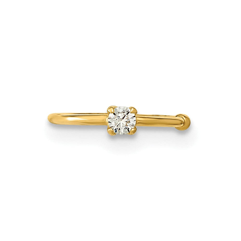 10K Yellow Gold 10K 20 Gauge Cz Hoop Nose Ring Body Jewelry