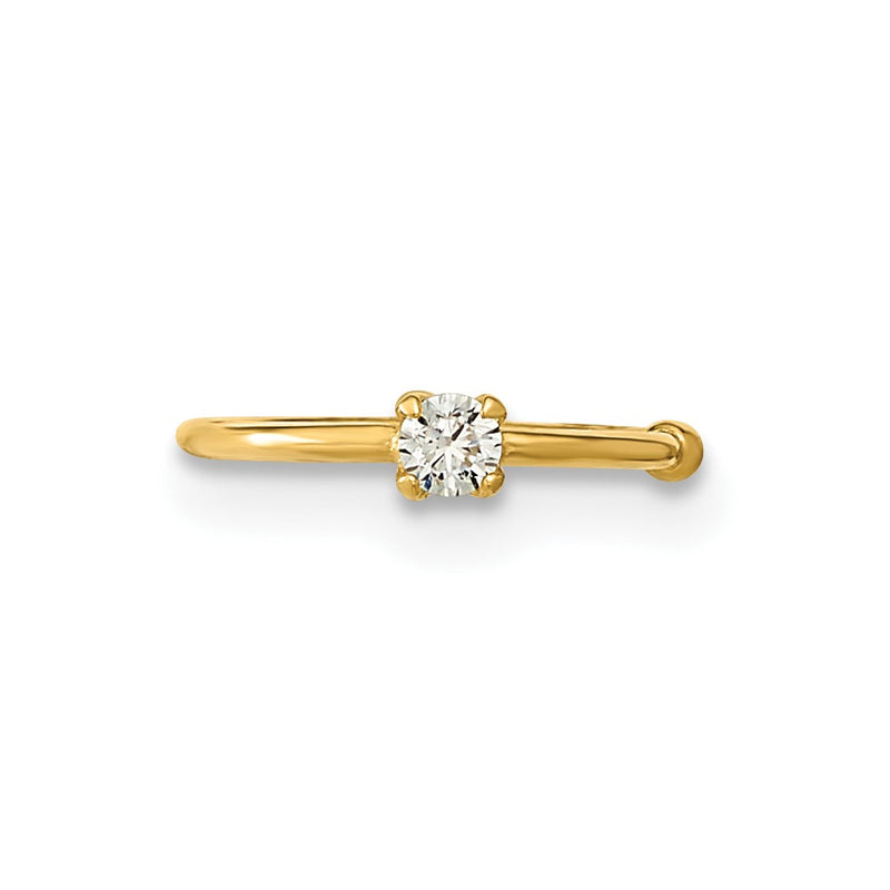 10K Yellow Gold 10K 20 Gauge Cz Hoop Nose Ring Body Jewelry