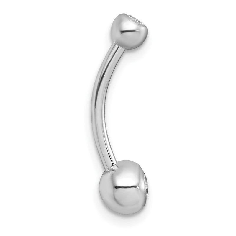 10K White Gold Polished 14 Gauge Bezel-Set Round Cz Navel Ring