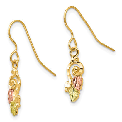 10k Tri Color Tri-color Black Hills Gold Shepherd Hook Earrings