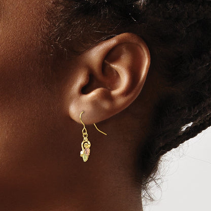 10k Tri Color Tri-color Black Hills Gold Shepherd Hook Earrings