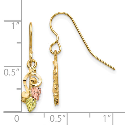 10k Tri Color Tri-color Black Hills Gold Shepherd Hook Earrings
