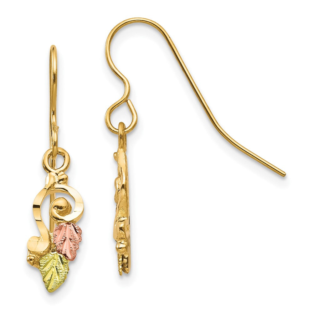 10k Tri Color Tri-color Black Hills Gold Shepherd Hook Earrings