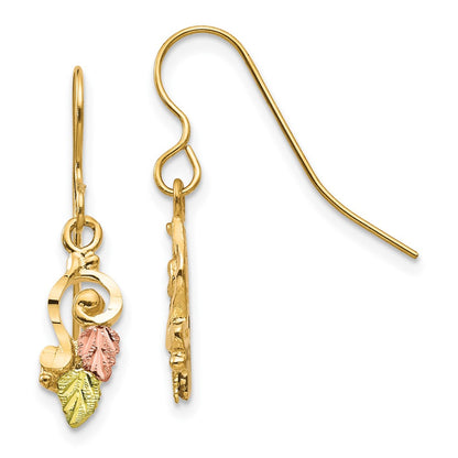 10k Tri Color Tri-color Black Hills Gold Shepherd Hook Earrings
