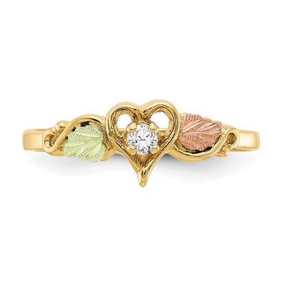 10k Tri Color Tri-color Black Hills Gold Diamond Heart Ring