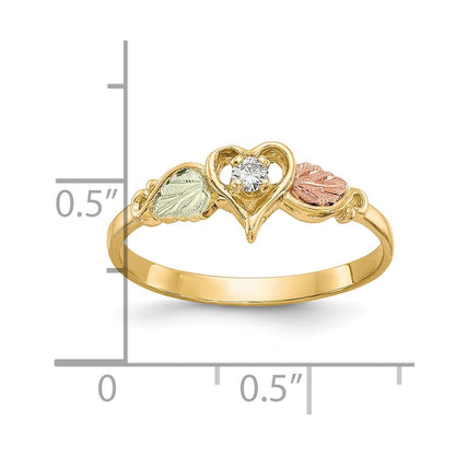 10k Tri Color Tri-color Black Hills Gold Diamond Heart Ring