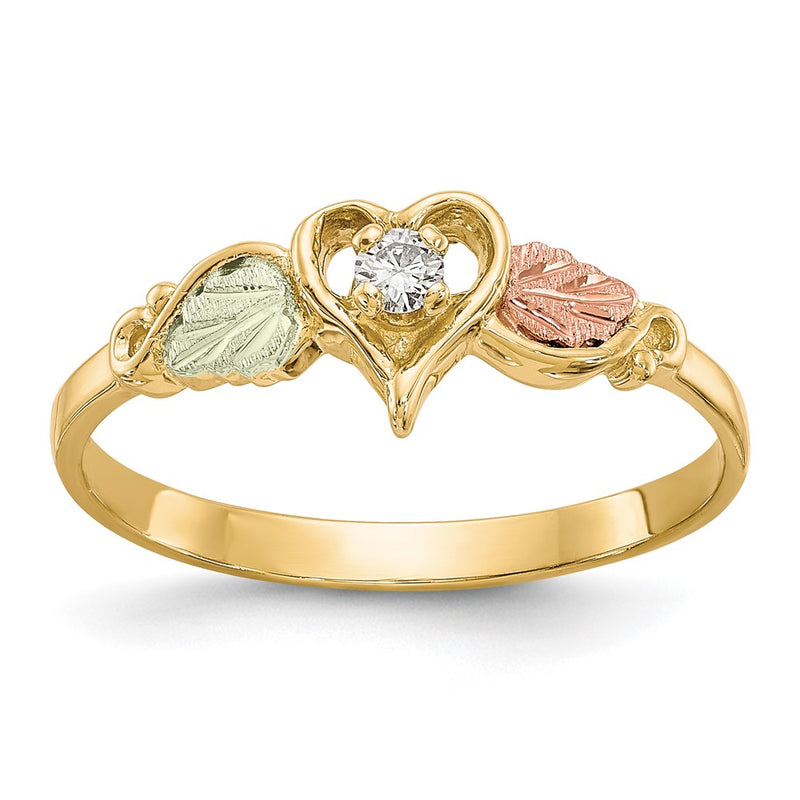 10k Tri Color Tri-color Black Hills Gold Diamond Heart Ring