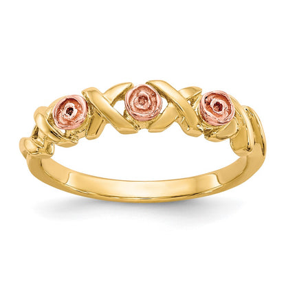 10k Two-tone w/12k Accents Black Hills Gold -X- and Rose Ring