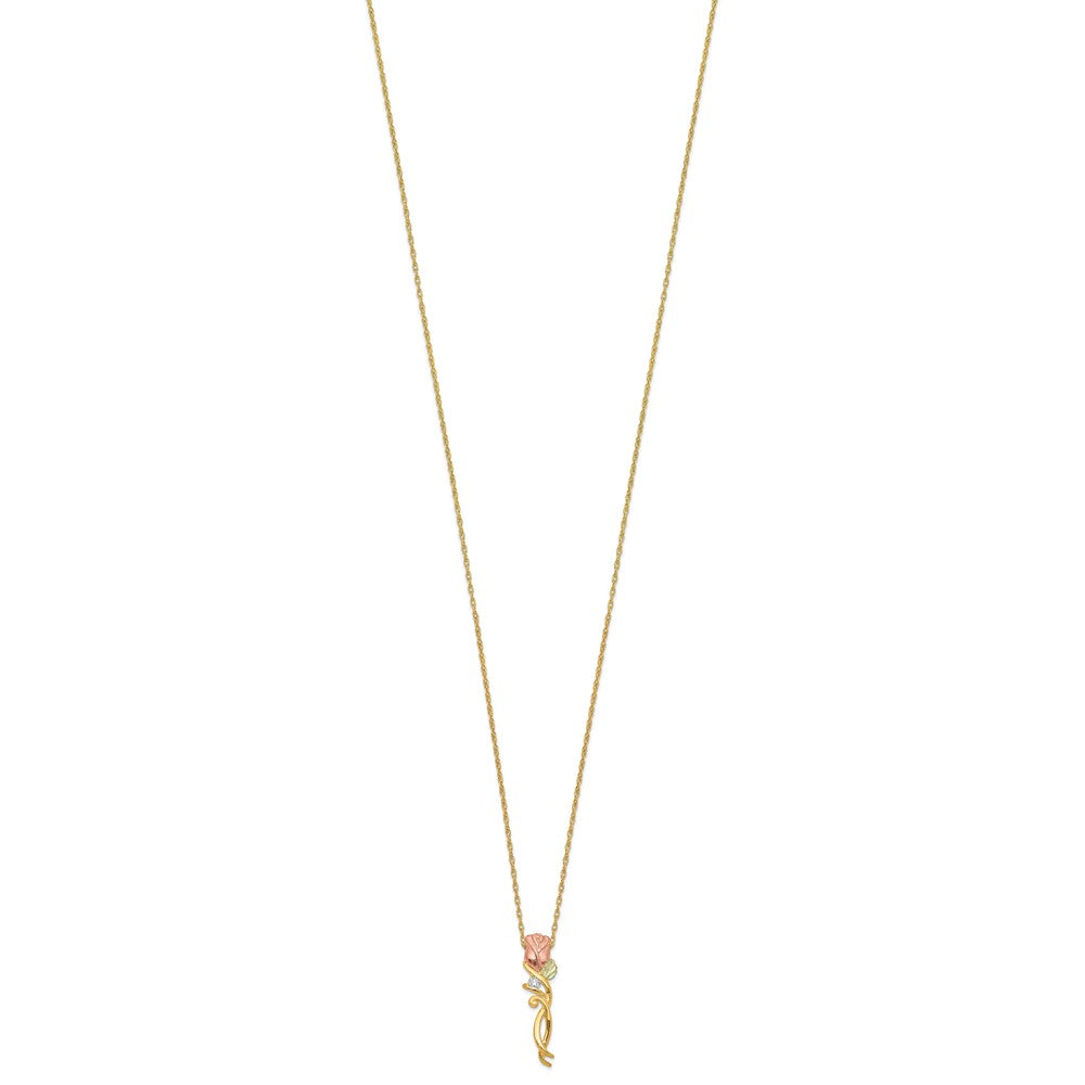 10k Tri Color Tri-color Black Hills Gold Diamond Rose Necklace