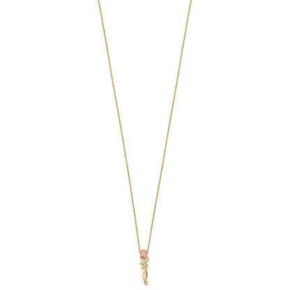 10k Tri Color Tri-color Black Hills Gold Diamond Rose Necklace
