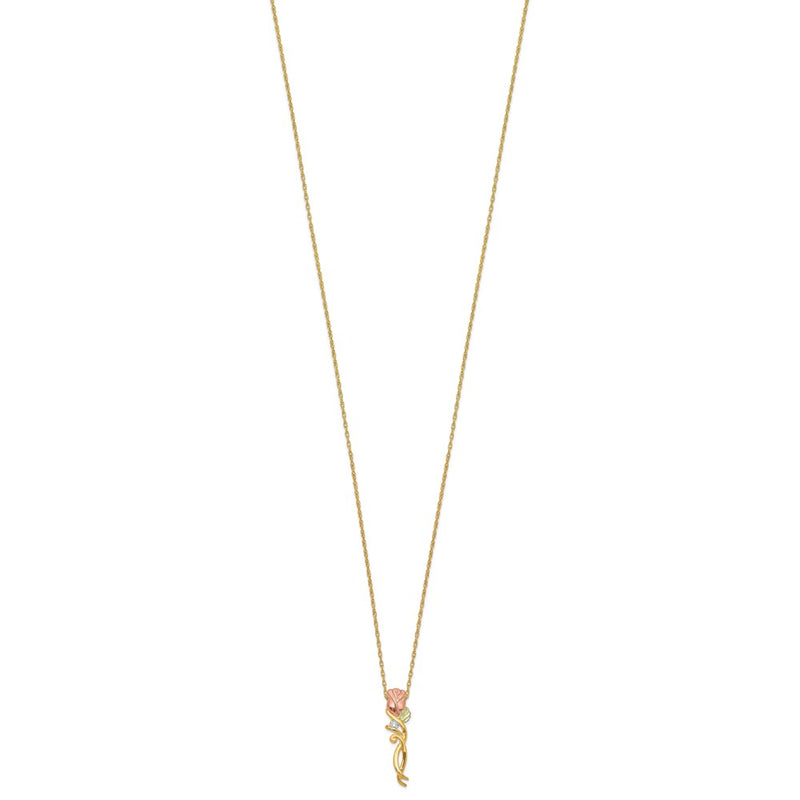 10k Tri Color Tri-color Black Hills Gold Diamond Rose Necklace