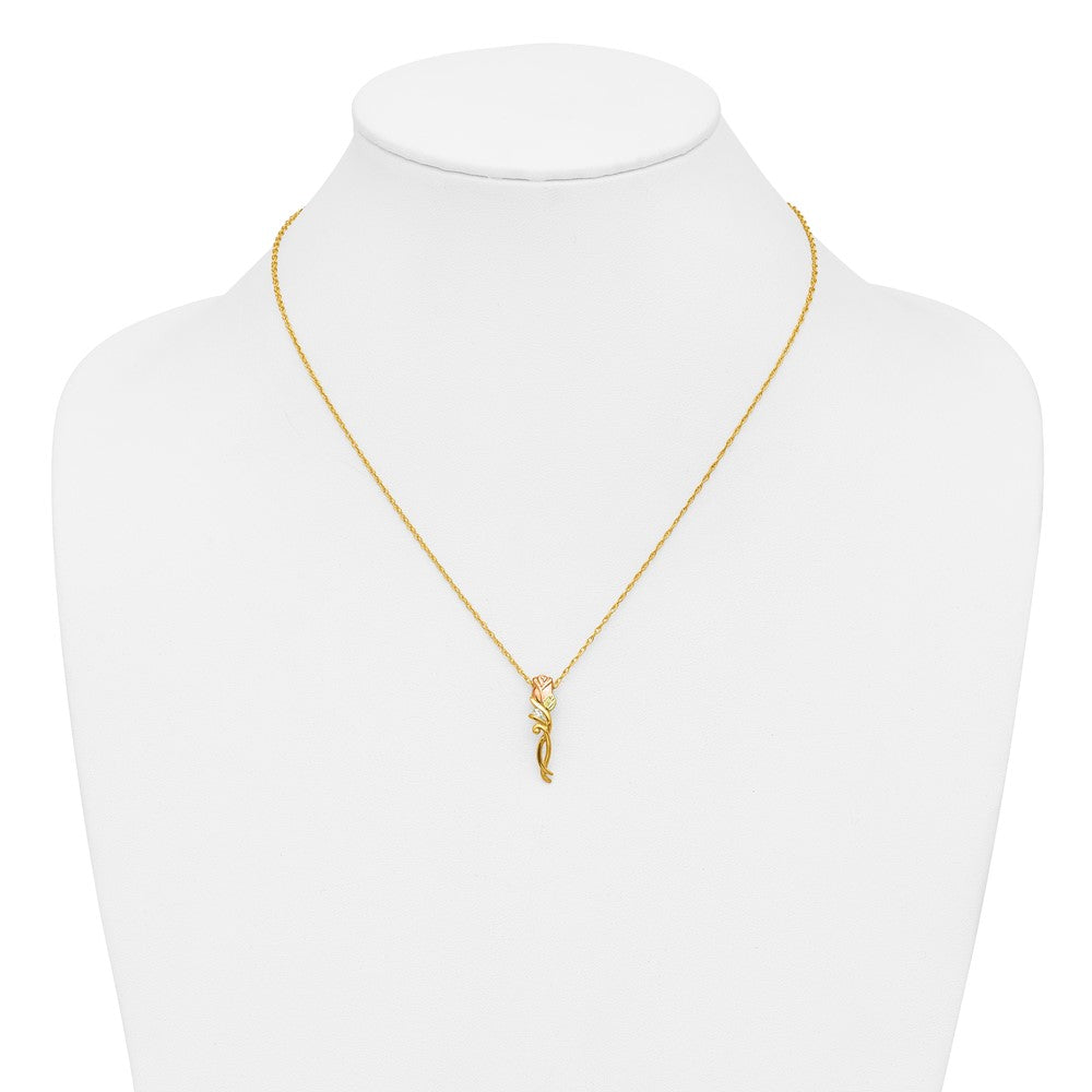 10k Tri Color Tri-color Black Hills Gold Diamond Rose Necklace