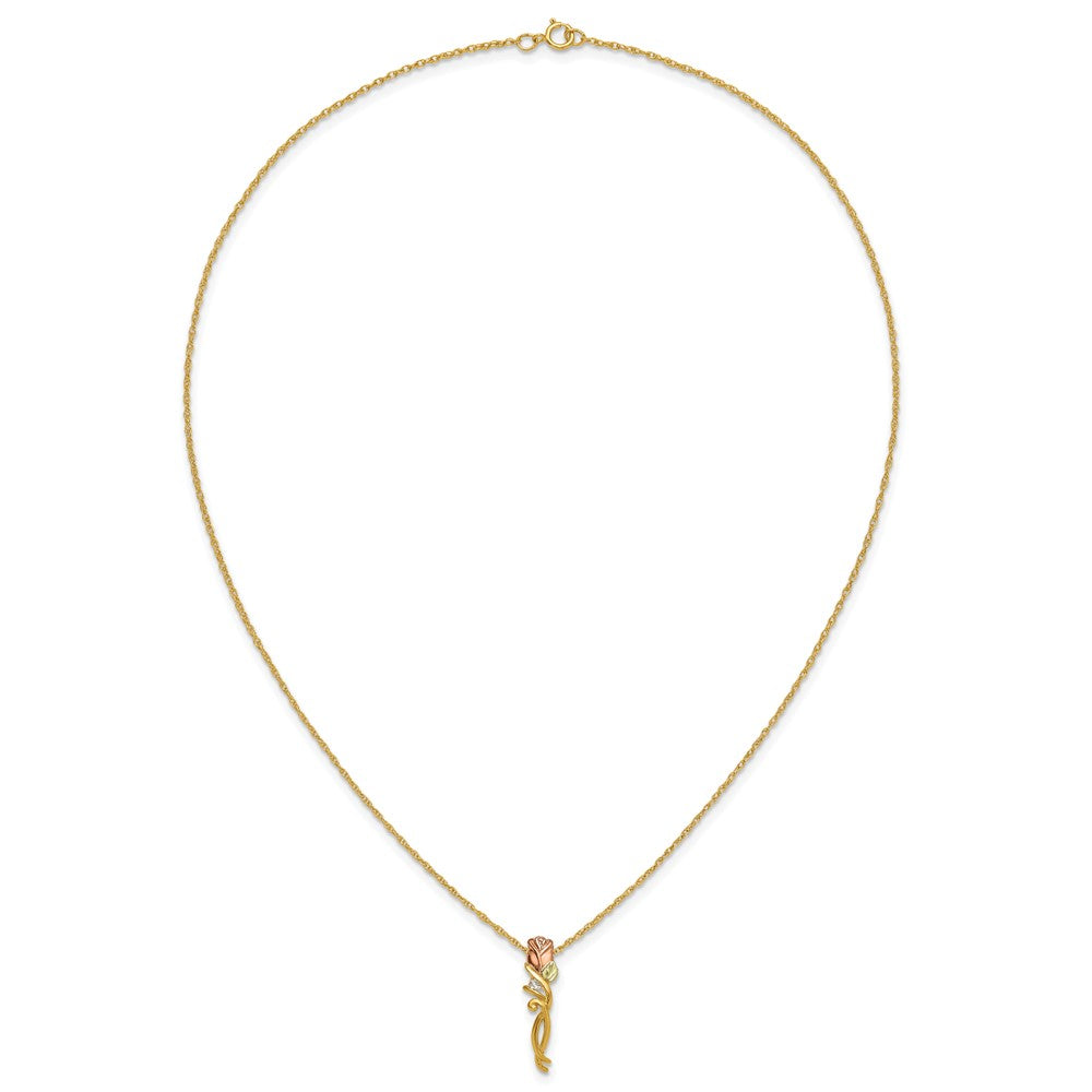 10k Tri Color Tri-color Black Hills Gold Diamond Rose Necklace