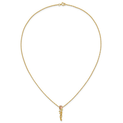 10k Tri Color Tri-color Black Hills Gold Diamond Rose Necklace
