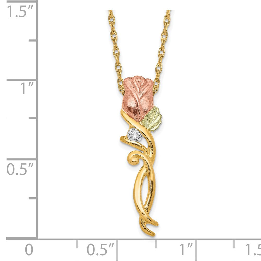 10k Tri Color Tri-color Black Hills Gold Diamond Rose Necklace