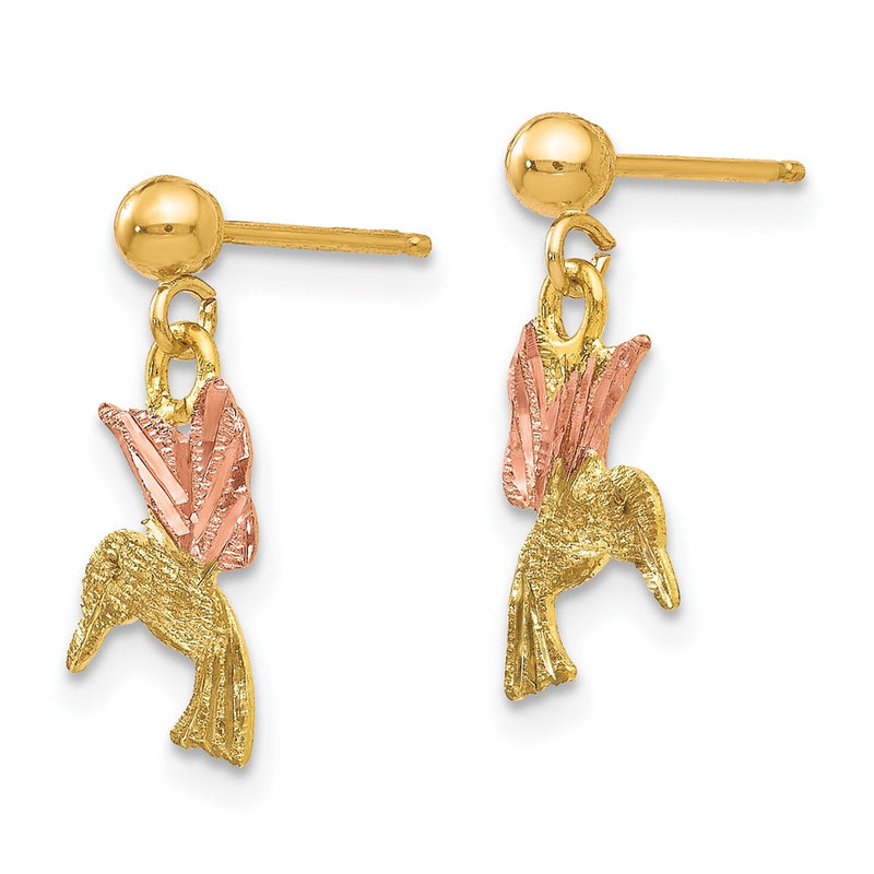 10k Two-tone Tri-color Black Hills Gold Post Dangle Earrings