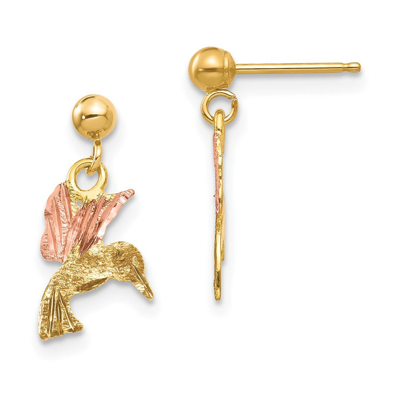 10k Two-tone Tri-color Black Hills Gold Post Dangle Earrings