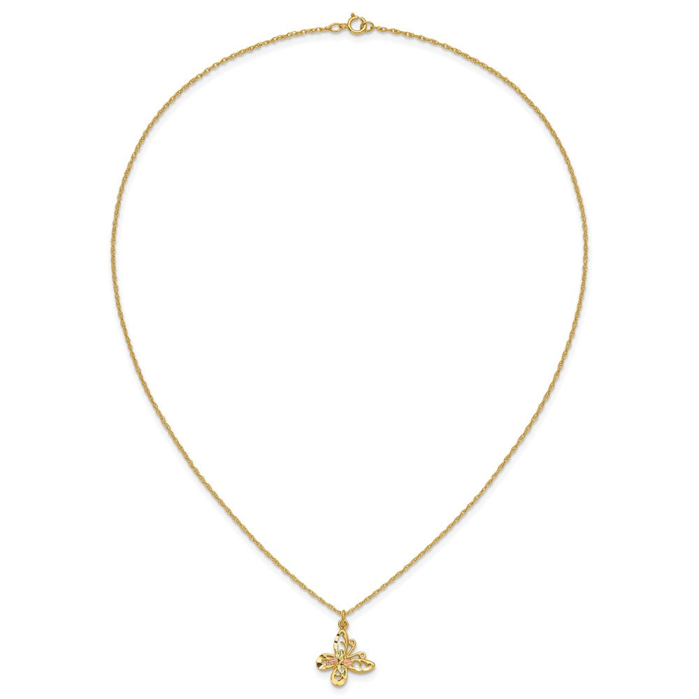 10k Tri Color Tri-color Black Hills Gold Butterfly Necklace