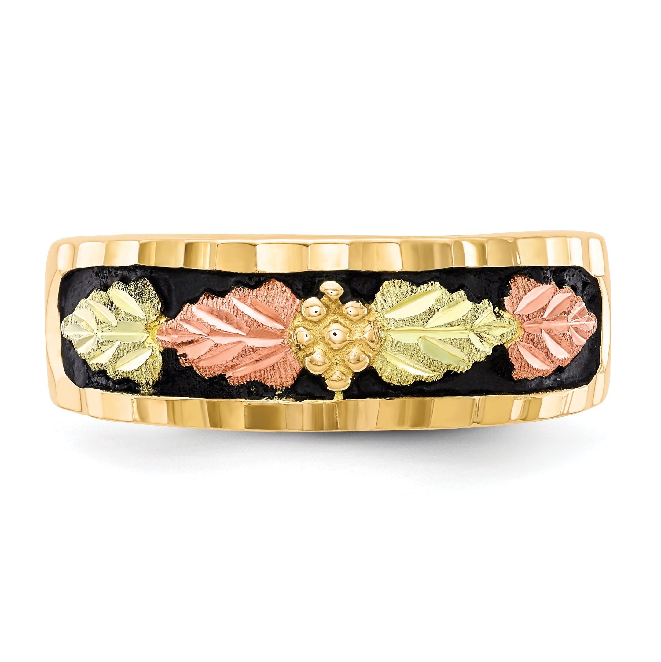 10k Tri Color Tri-color Black Hills Gold Men's Antiqued Ring