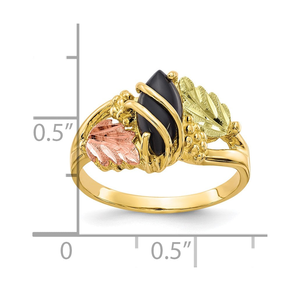 10k Tri Color Tri-color Black Hills Gold Onyx Ring