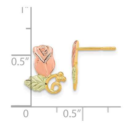 10k Tri Color Tri-Color Black Hills Gold Rose Post Earrings