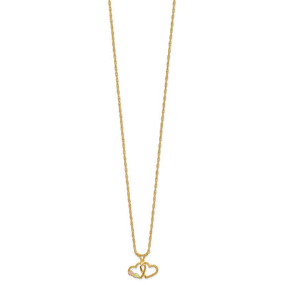 10k Tri Color Tri-Color Black Hills Gold Double Heart Necklace