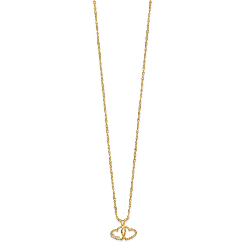10k Tri Color Tri-Color Black Hills Gold Double Heart Necklace