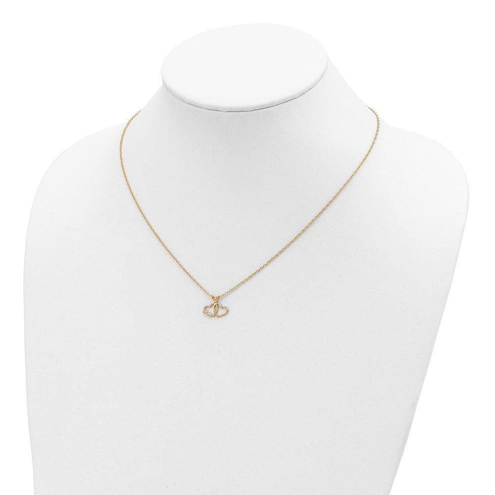 10k Tri Color Tri-Color Black Hills Gold Double Heart Necklace