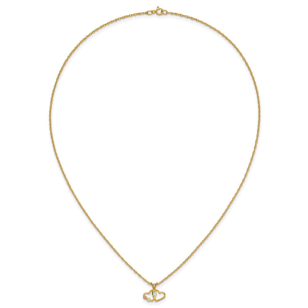 10k Tri Color Tri-Color Black Hills Gold Double Heart Necklace