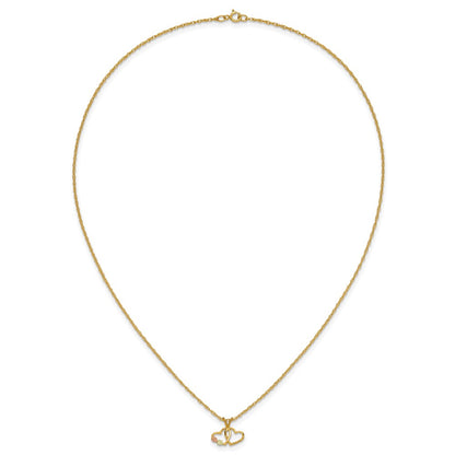 10k Tri Color Tri-Color Black Hills Gold Double Heart Necklace