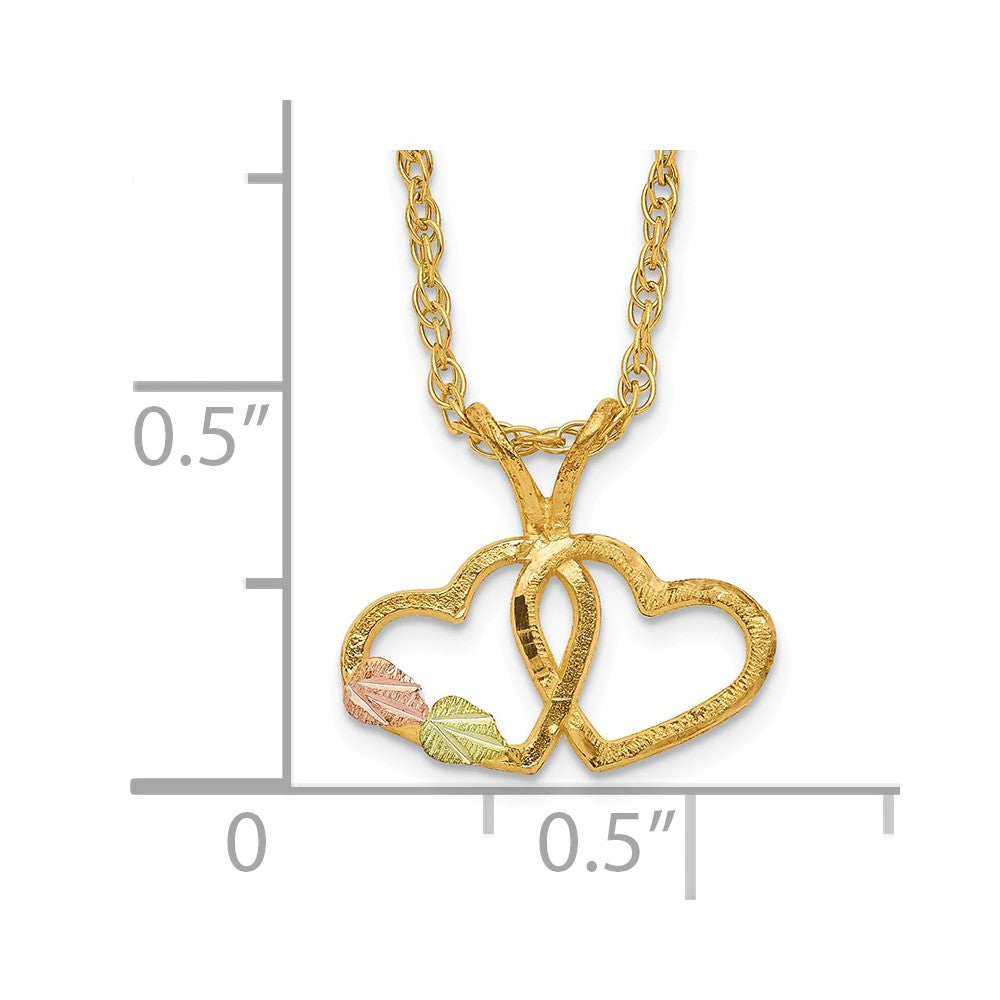 10k Tri Color Tri-Color Black Hills Gold Double Heart Necklace
