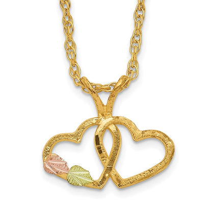 10k Tri Color Tri-Color Black Hills Gold Double Heart Necklace