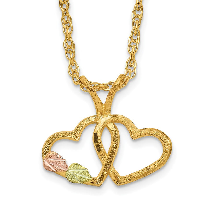 10k Tri Color Tri-Color Black Hills Gold Double Heart Necklace