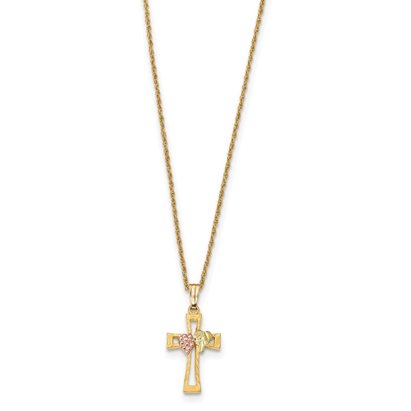 10k Tri Color Tri-Color Black Hills Gold Cross Necklace