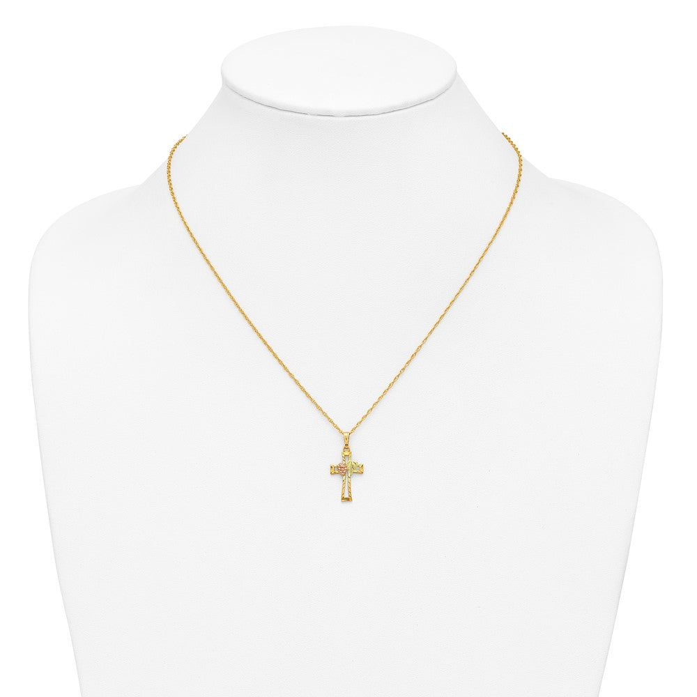 10k Tri Color Tri-Color Black Hills Gold Cross Necklace