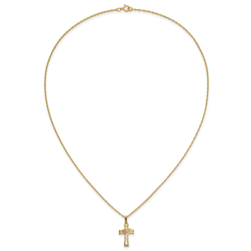 10k Tri Color Tri-Color Black Hills Gold Cross Necklace