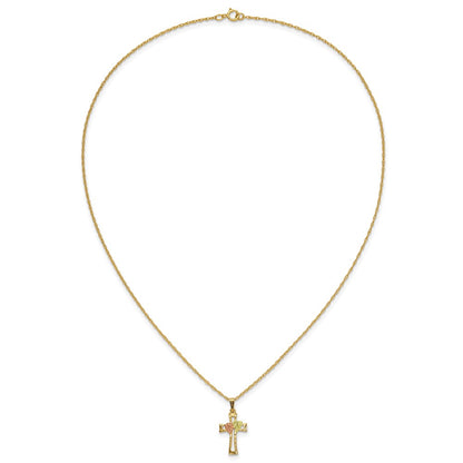 10k Tri Color Tri-Color Black Hills Gold Cross Necklace