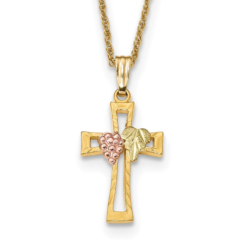 10k Tri Color Tri-Color Black Hills Gold Cross Necklace