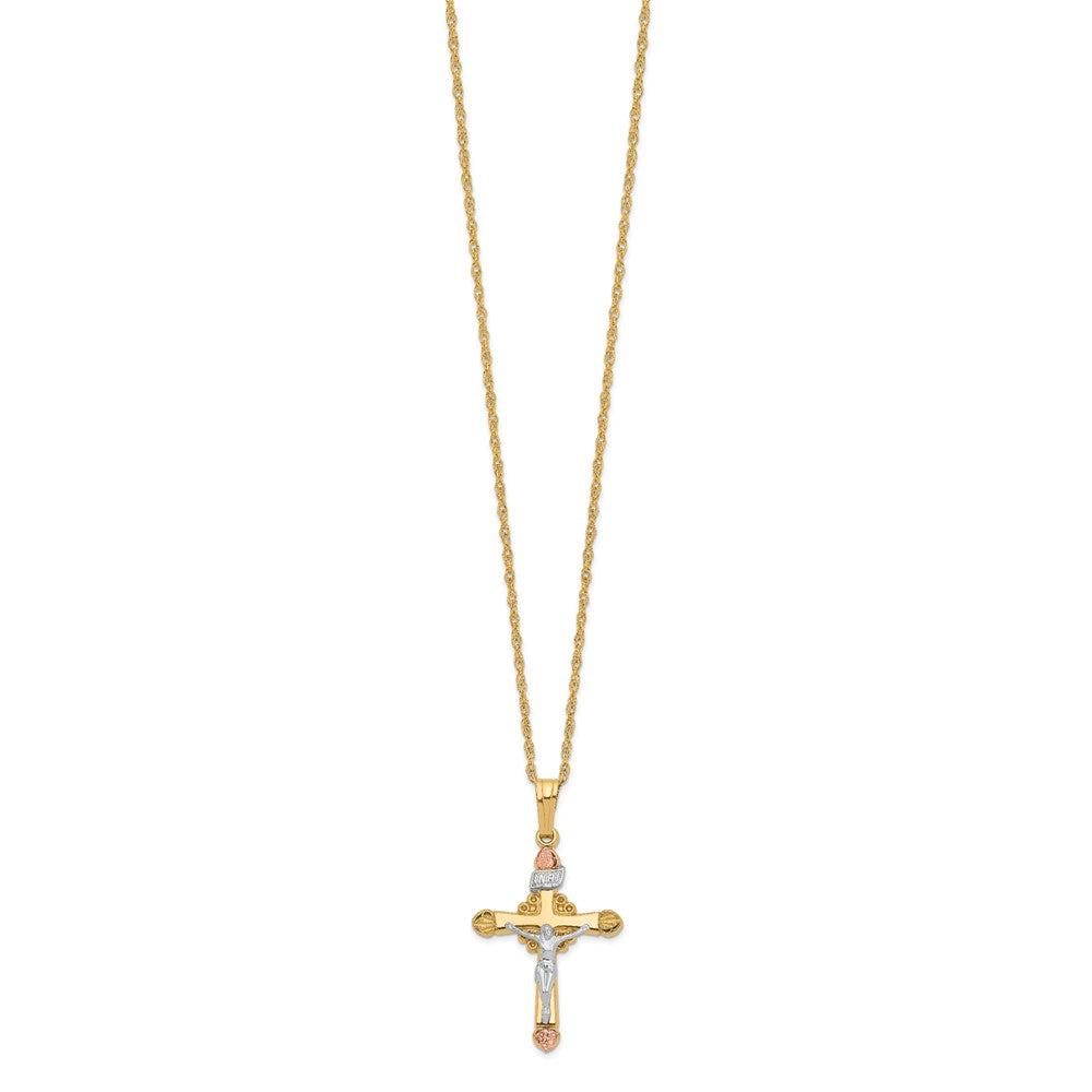 10k Tri Color & 14k Gold Filled w/ 12k Accents Cross Necklace
