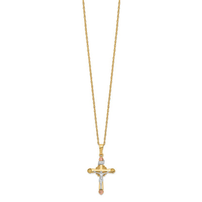 10k Tri Color & 14k Gold Filled w/ 12k Accents Cross Necklace