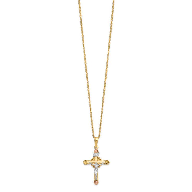 10k Tri Color & 14k Gold Filled w/ 12k Accents Cross Necklace