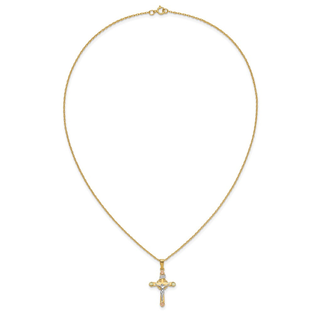 10k Tri Color & 14k Gold Filled w/ 12k Accents Cross Necklace