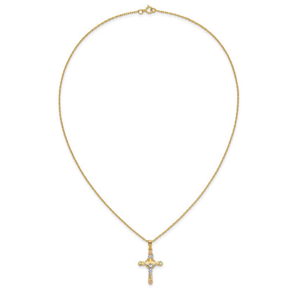 10k Tri Color & 14k Gold Filled w/ 12k Accents Cross Necklace