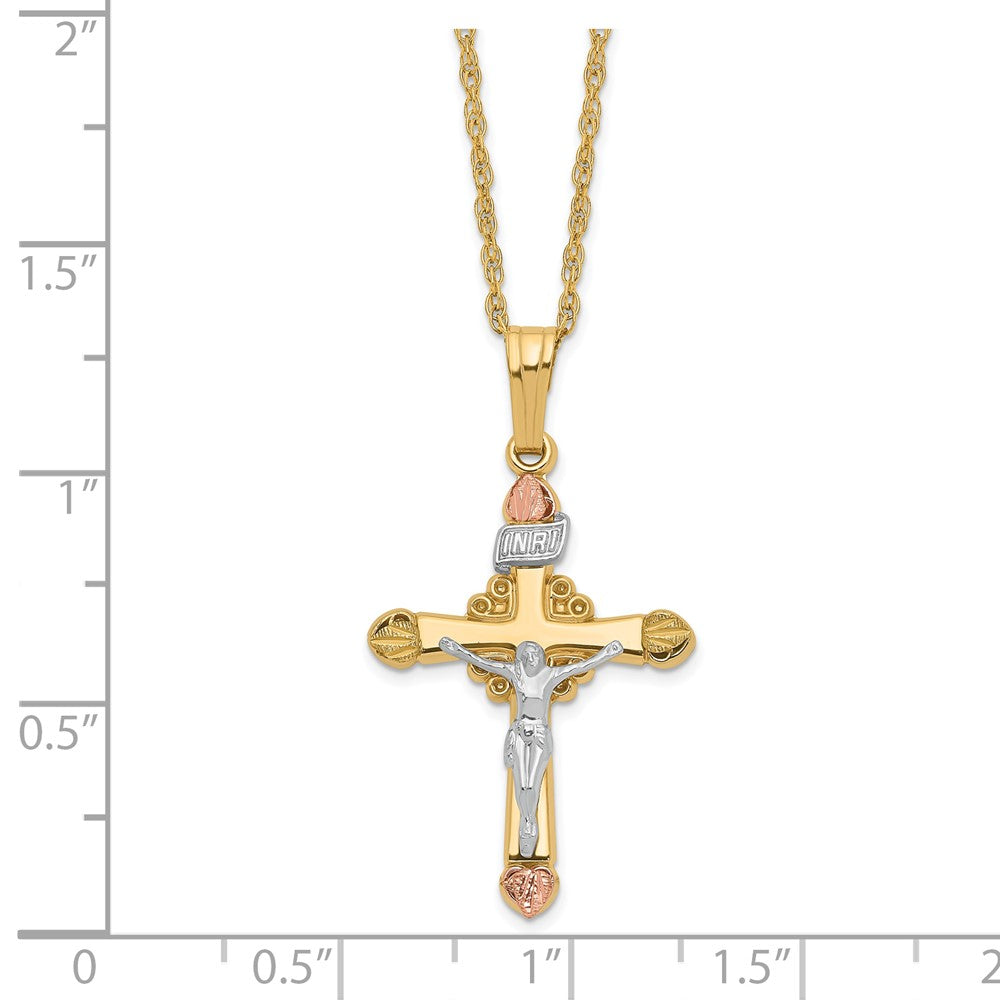 10k Tri Color & 14k Gold Filled w/ 12k Accents Cross Necklace