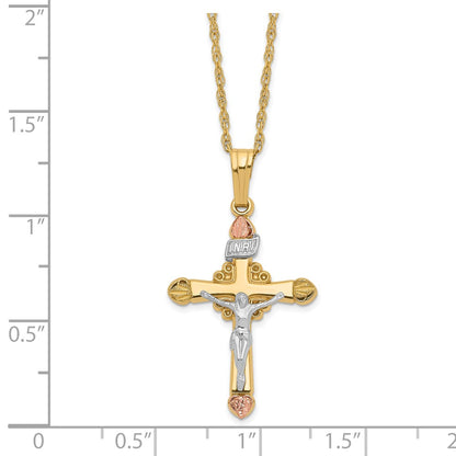 10k Tri Color & 14k Gold Filled w/ 12k Accents Cross Necklace
