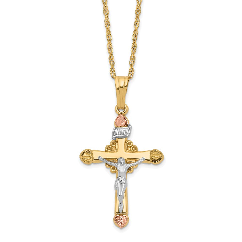 10k Tri Color & 14k Gold Filled w/ 12k Accents Cross Necklace
